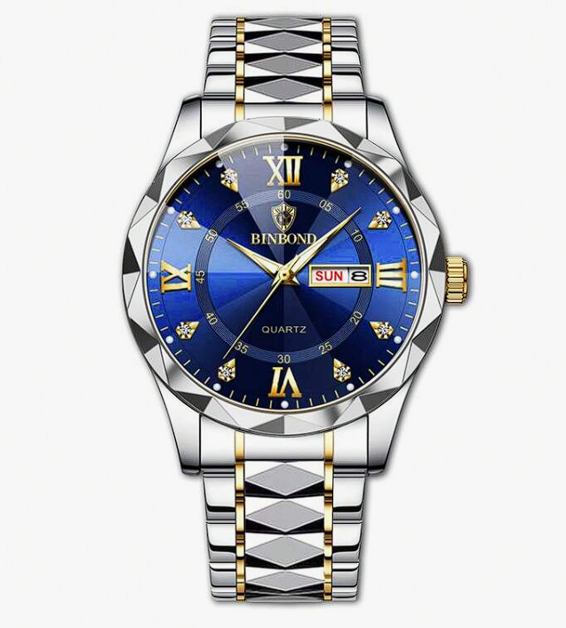 Binbond Royal Blue & Gold Stainless Steel Quartz Watch