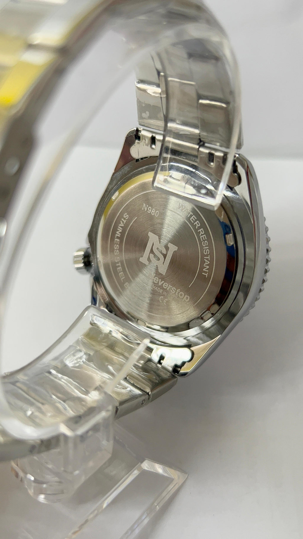 NeverStop N980 Men's Stainless Steel Watch – Blue Dial & Pepsi Bezel