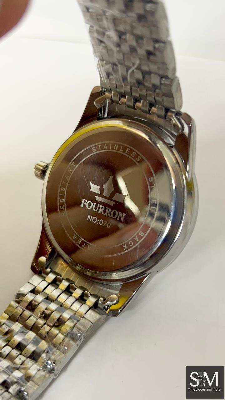Fourron Classic Quartz Day-Date Watch Box Set – Silver Dial