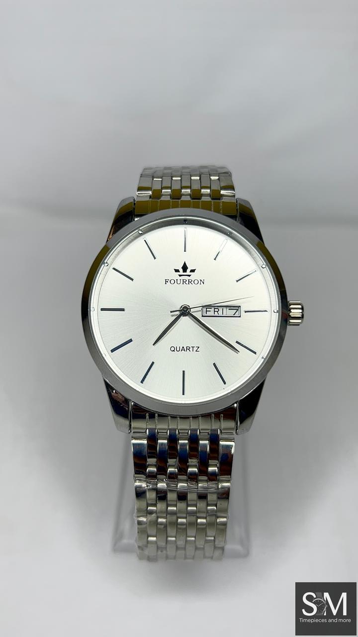 Fourron Classic Quartz Day-Date Watch Box Set – Silver Dial