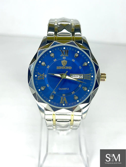 Binbond Royal Blue & Gold Stainless Steel Quartz Watch