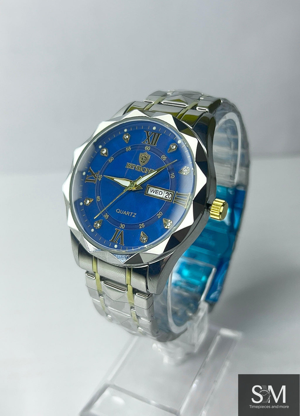 Binbond Royal Blue & Gold Stainless Steel Quartz Watch