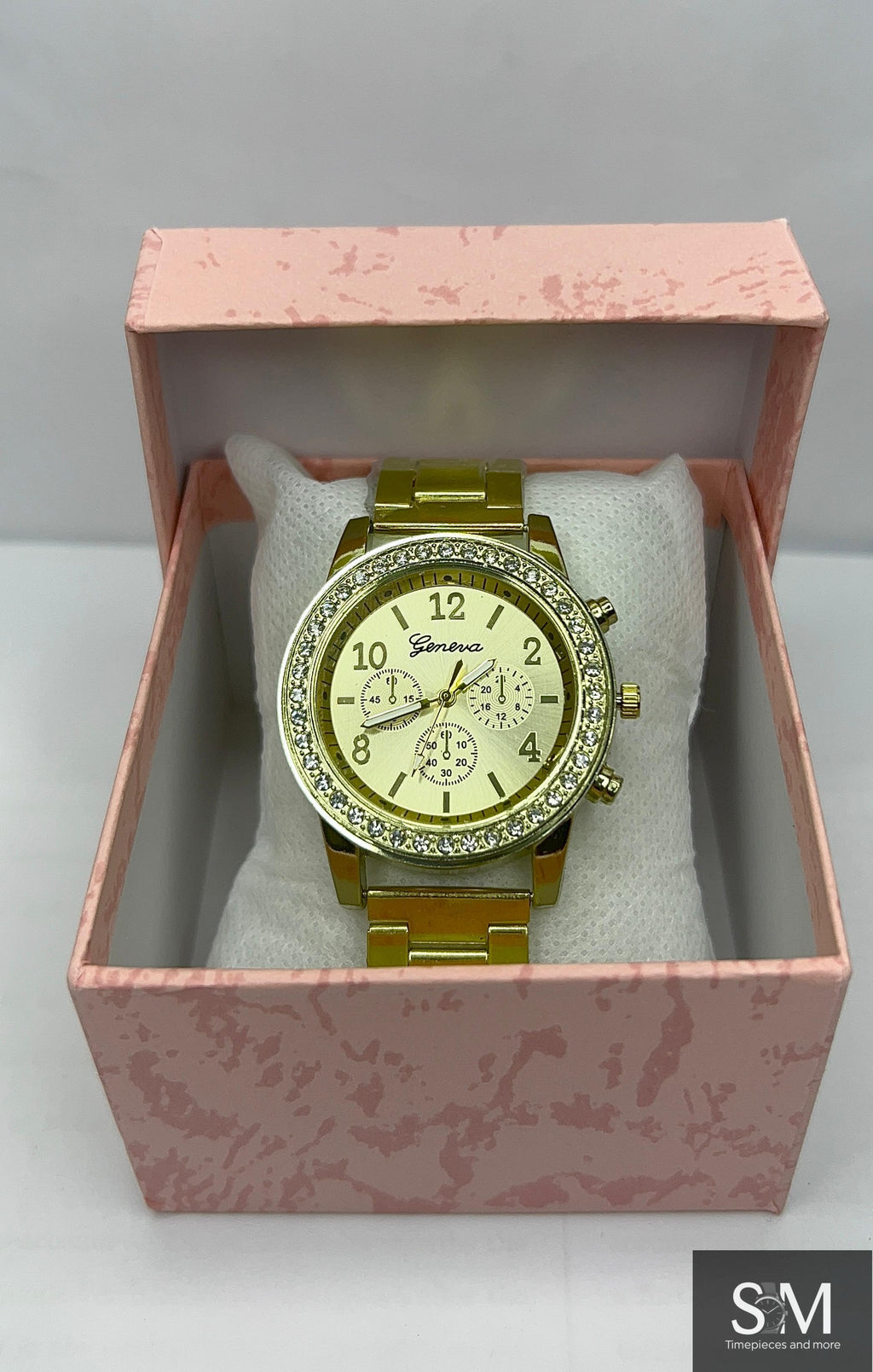 Geneva Elegant Gold Crystal Watch & Bracelet Gift Set