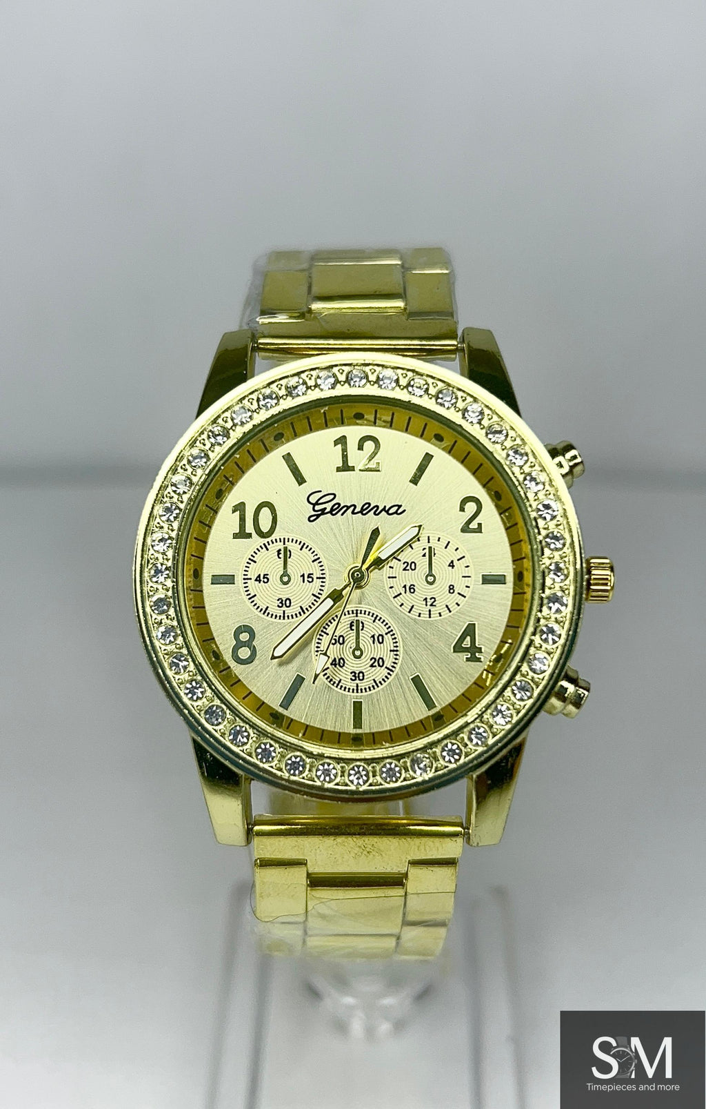 Geneva Elegant Gold Crystal Watch & Bracelet Gift Set