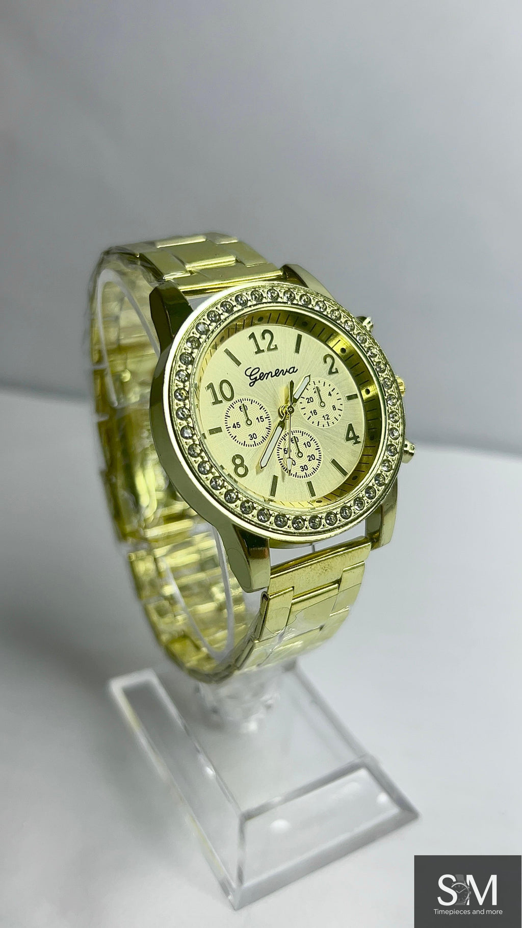 Geneva Elegant Gold Crystal Watch & Bracelet Gift Set
