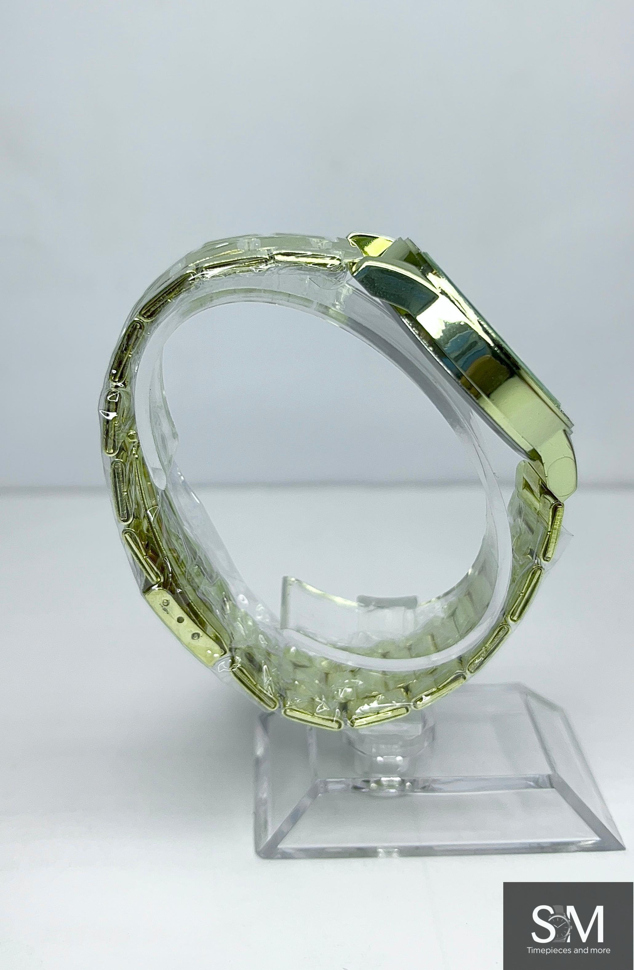 Geneva Elegant Gold Crystal Watch & Bracelet Gift Set