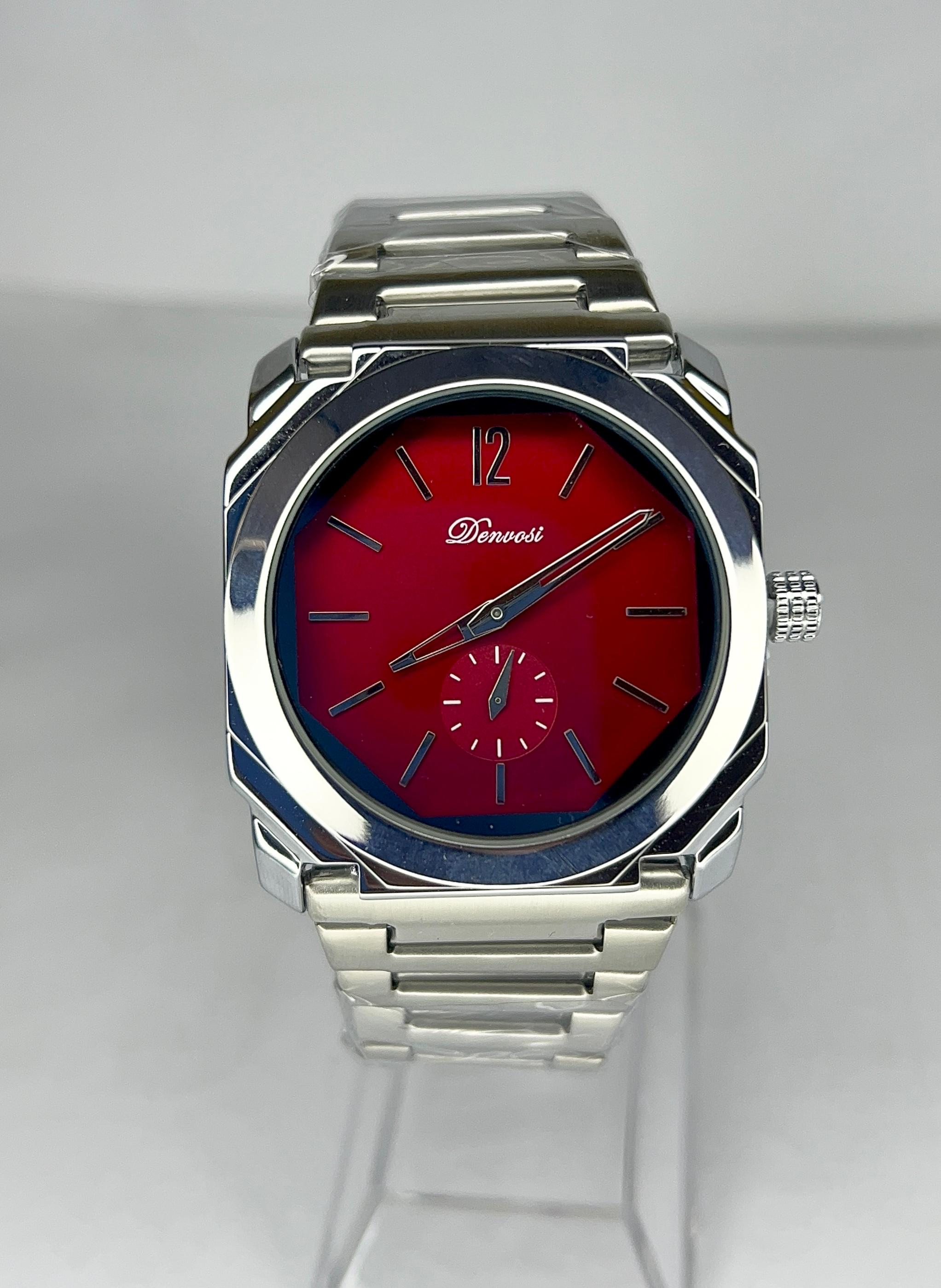 Denvosi Octagonal Luxury Men's Watch – Ruby Red Dial