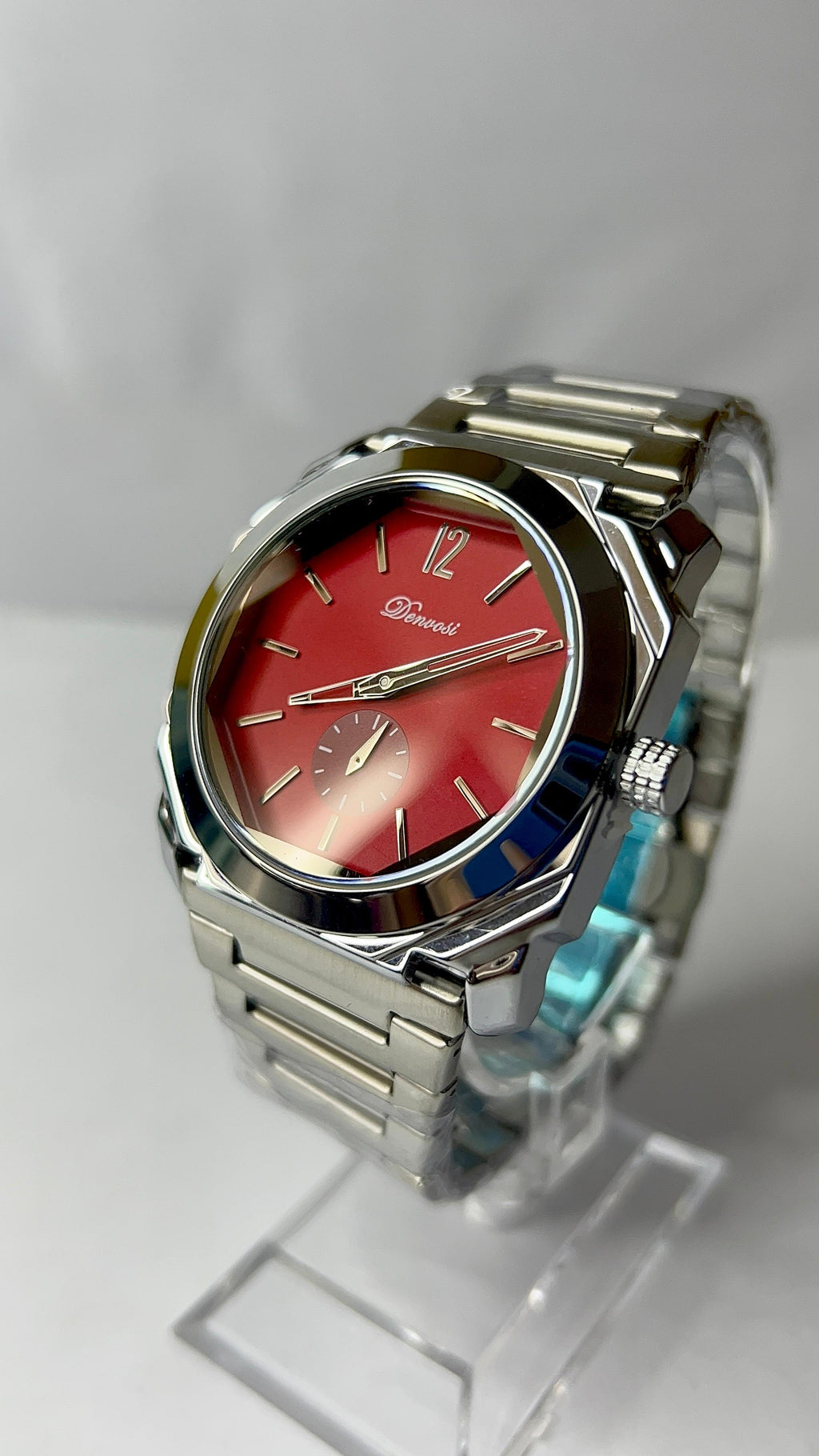 Denvosi Octagonal Luxury Men's Watch – Ruby Red Dial