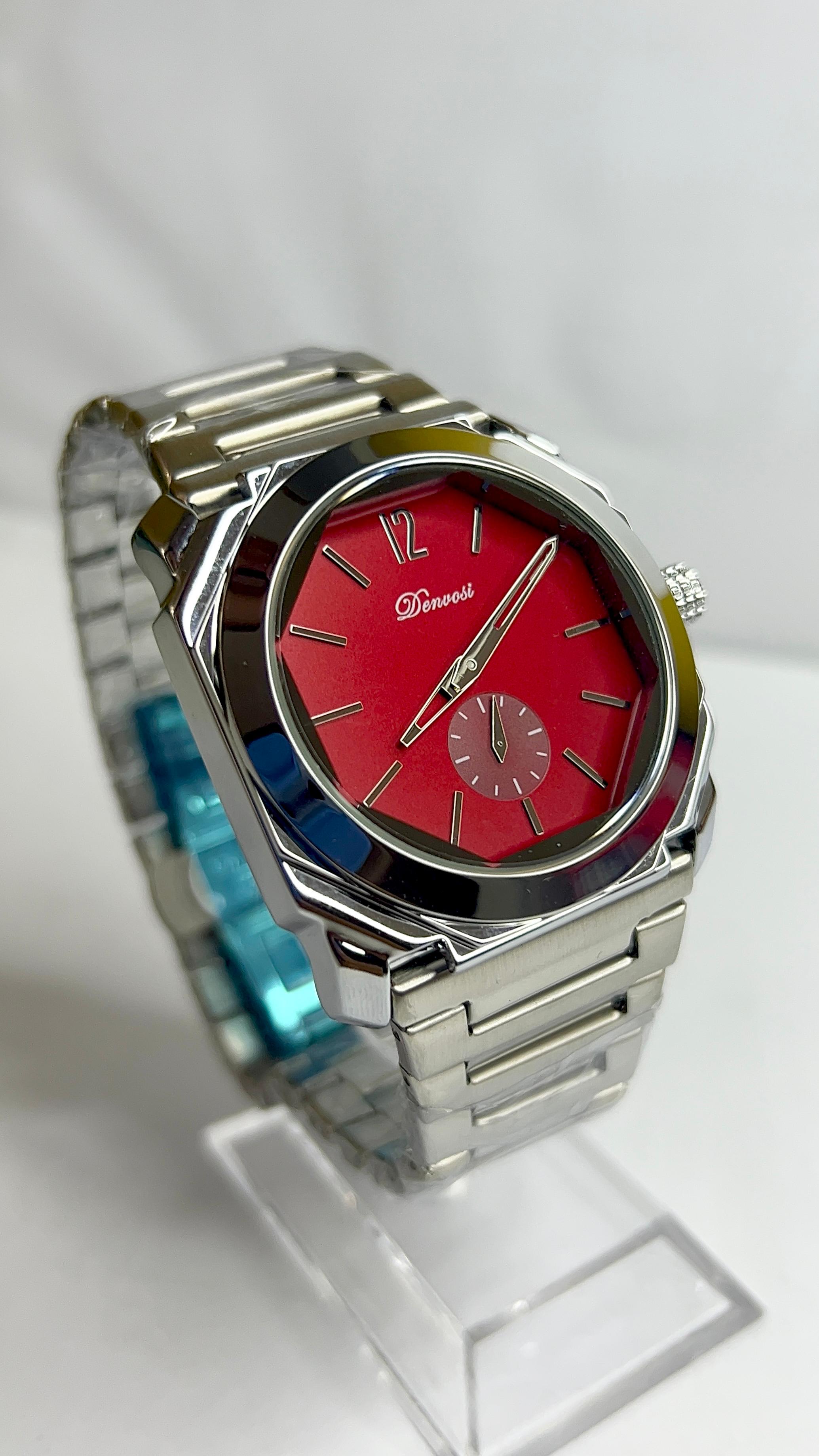 Denvosi Octagonal Luxury Men's Watch – Ruby Red Dial
